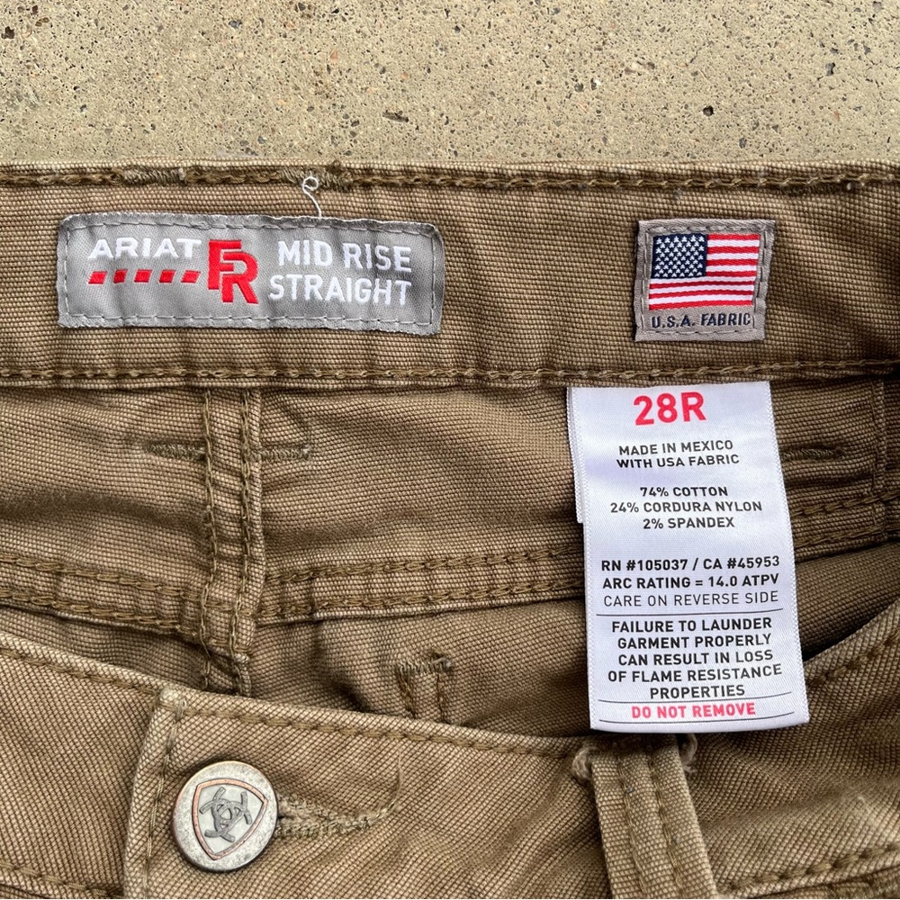 Ariat FR Midrise Straight Khaki Jeans Men's 28R - Picture 5 of 8